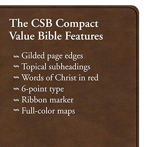 CSB Compact Bible, Brown LeatherTouch, Value Edition - Re-vived