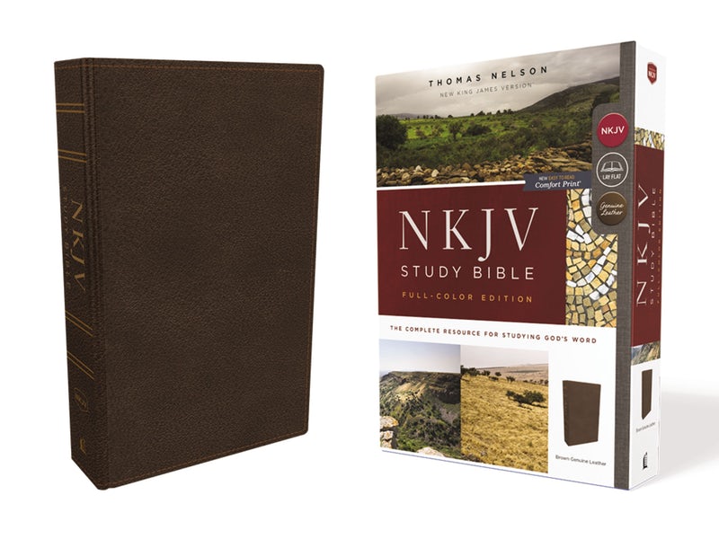NKJV Study Bible, Brown, Full-Color, Red Letter Edition