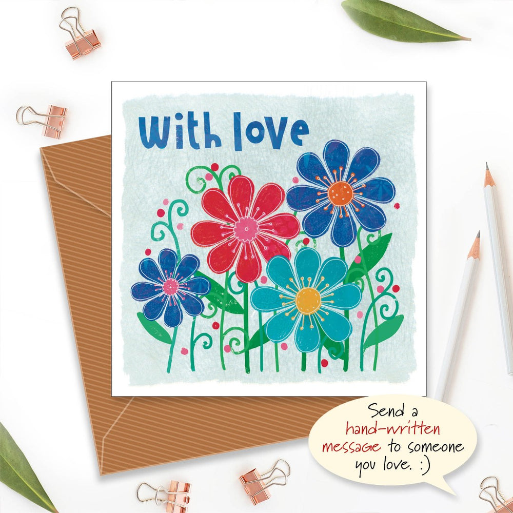 With Love Flowers Greetings Card - Re-vived