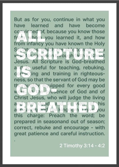 All Scripture Is God Breathed - 2 Timothy 3:16 A3 - Green