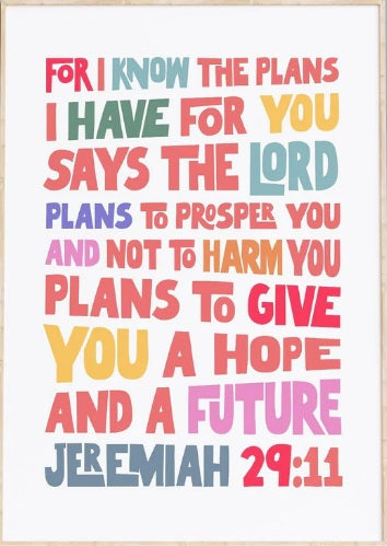 For I Know The Plans - Jeremiah 29:11 A4 Print