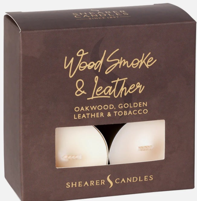 Wood Smoke & Leather Scented Tealights (Box of 8)