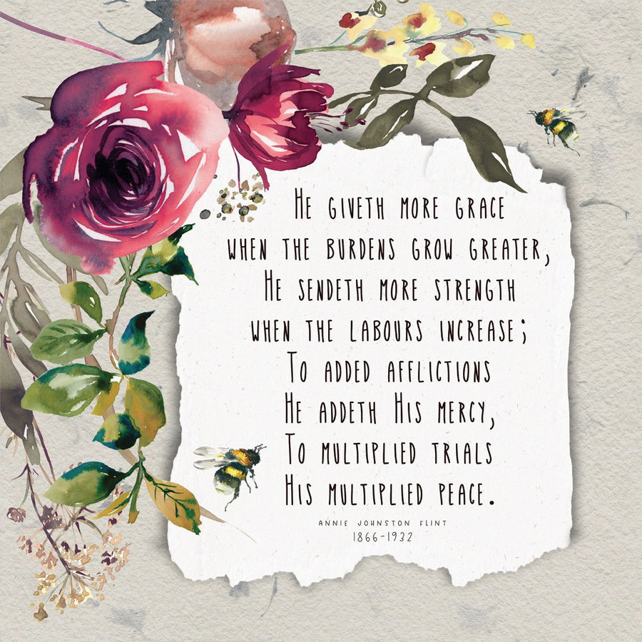 He Giveth More Grace Hymn - Greeting Card - Re-vived