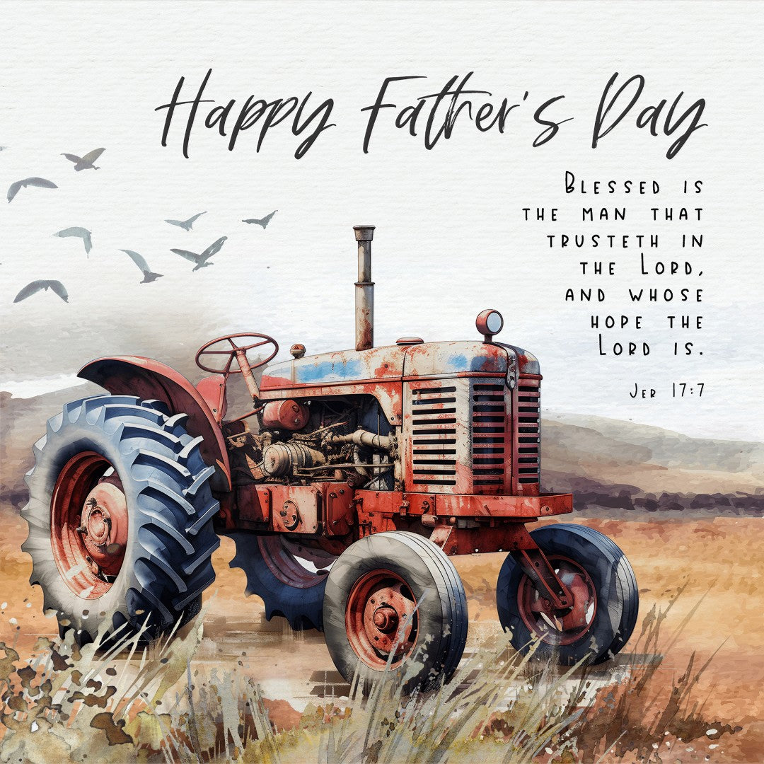 Happy Father's Day Tractor - Greetng Card - Re-vived