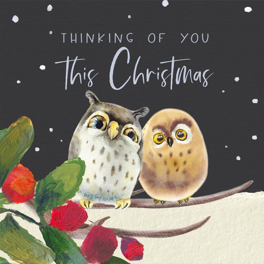 Thinking Of You This Christmas Owls - Christmas Card - Re-vived