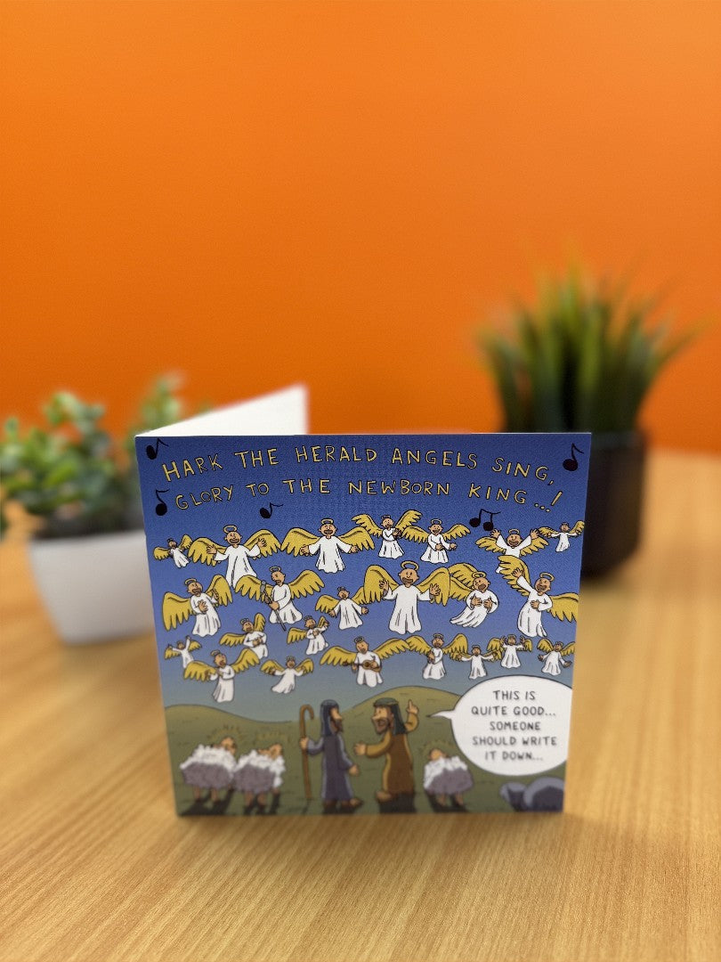 Angels Singing Carols Christmas Card - Nutty Nativity