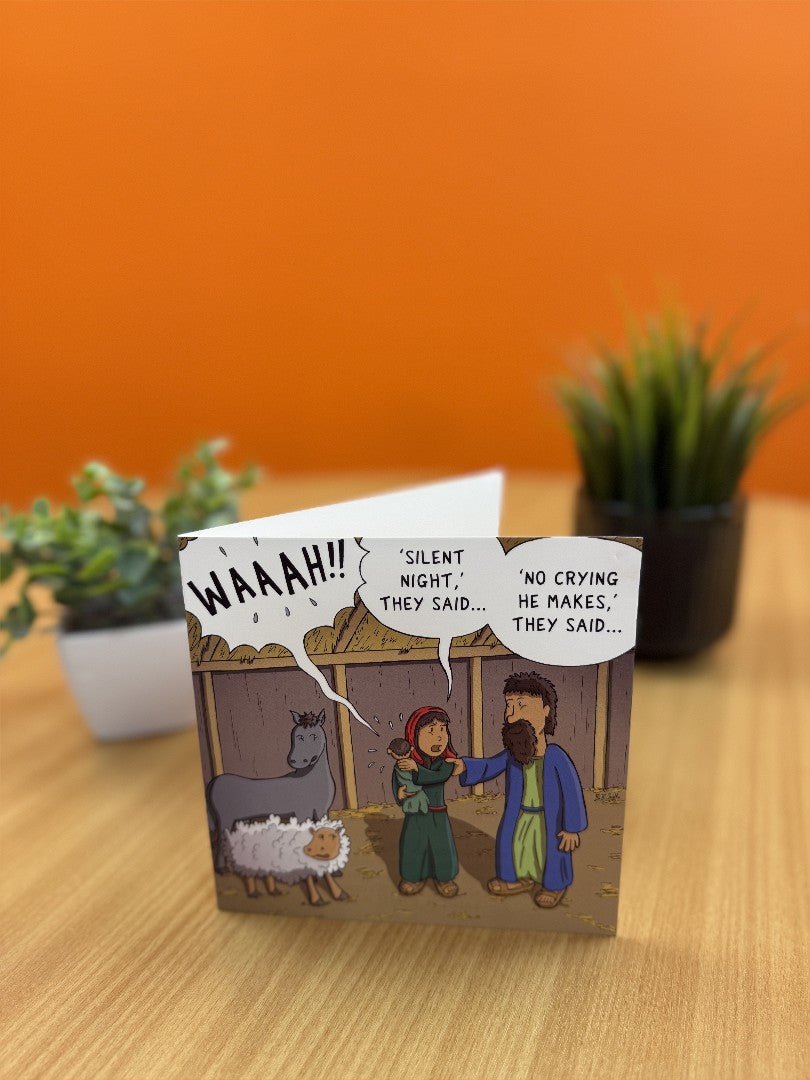 Not a Silent Night Christmas Card - Nutty Nativity