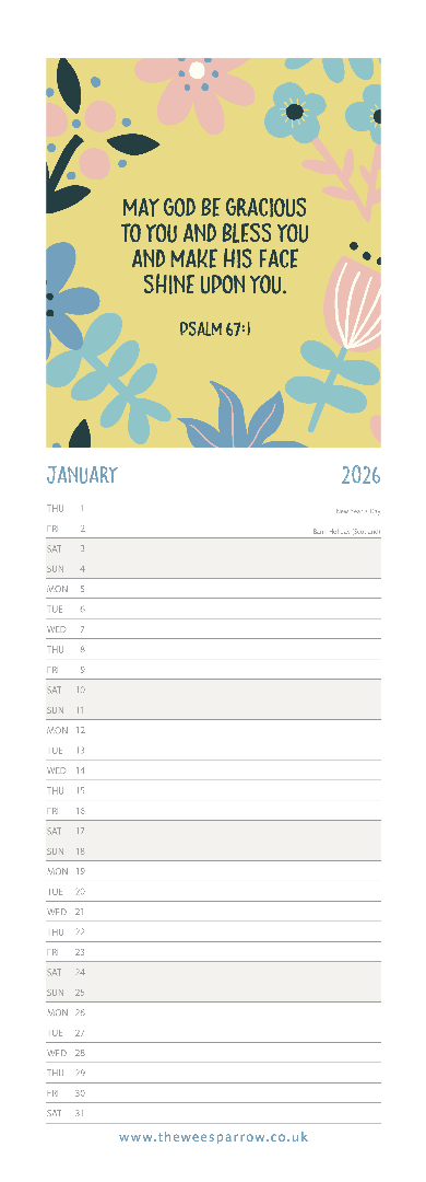 The Wee Sparrow 2026 Calendar (A3 slimline)