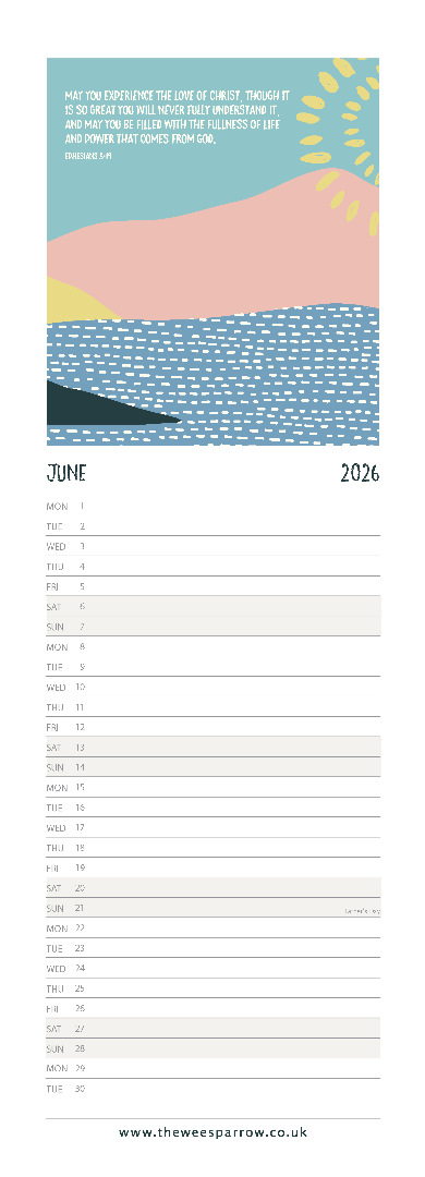 The Wee Sparrow 2026 Calendar (A3 slimline)
