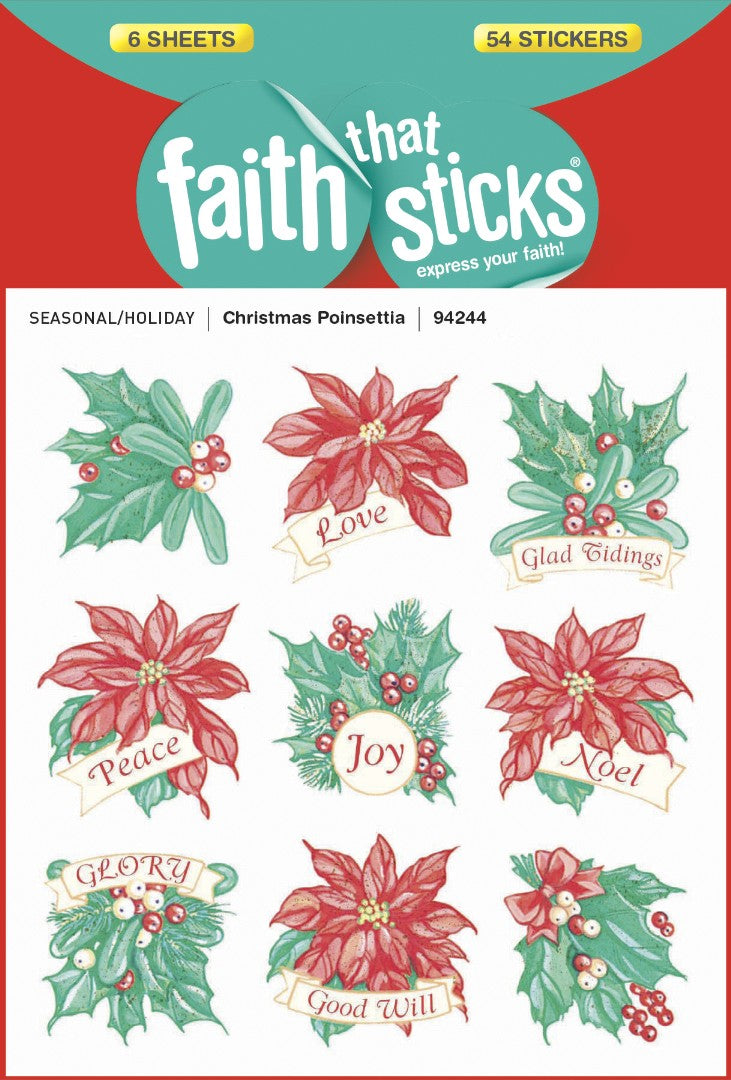 Christmas Poinsettia - Faith That Sticks Stickers