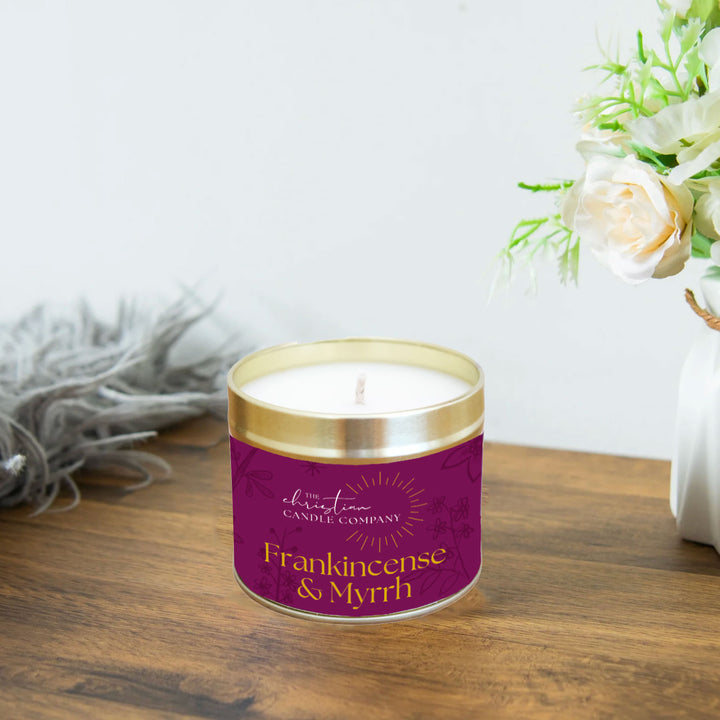 Frankincense & Myrrh Scented Candle in a Tin - Re-vived