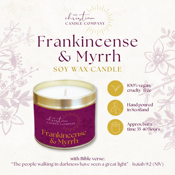 Frankincense & Myrrh Scented Candle in a Tin - Re-vived