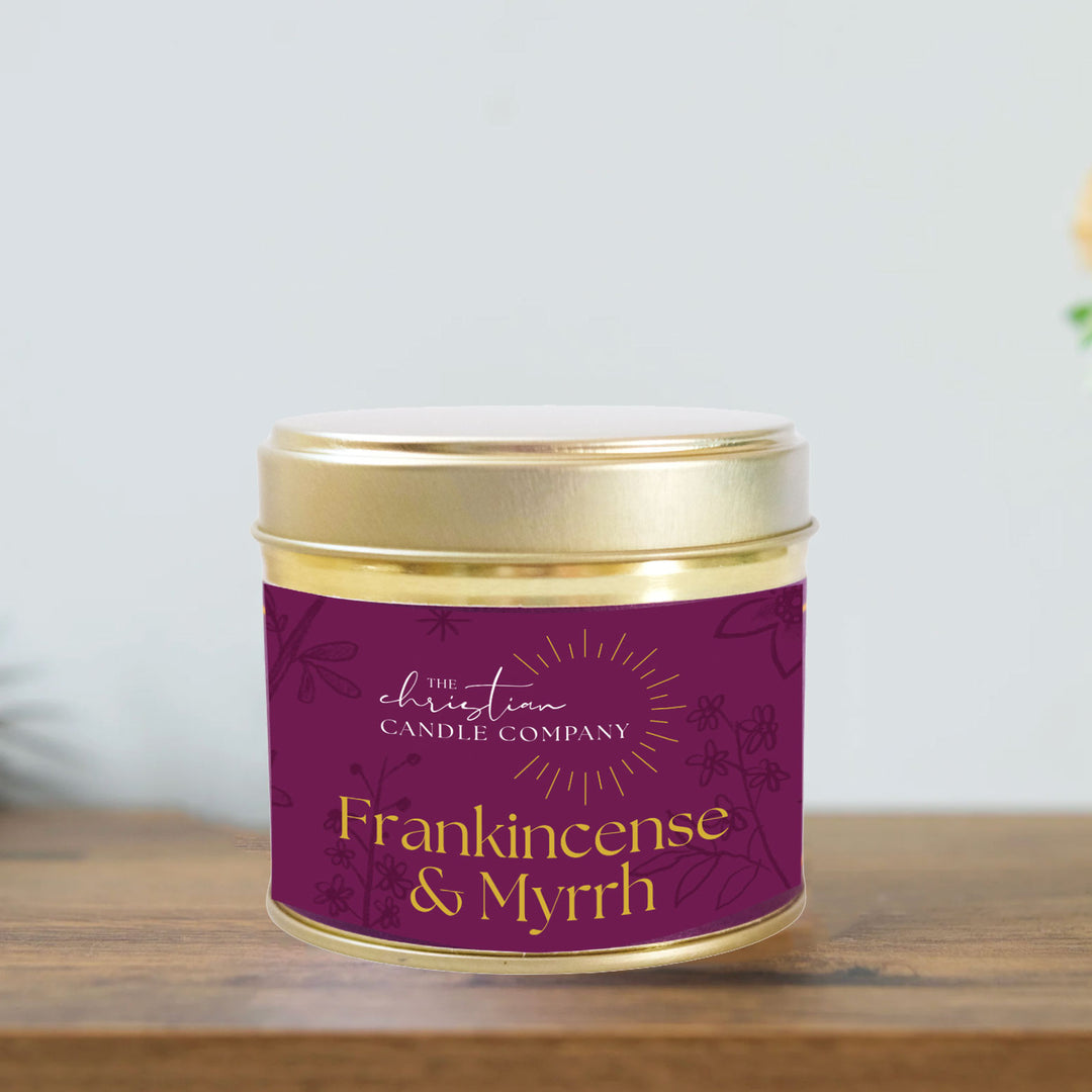 Frankincense & Myrrh Scented Candle in a Tin - Re-vived