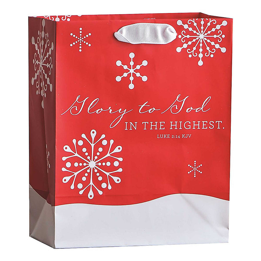 Christmas Value Gift Bag: Red Snowflakes - Medium Size - Re-vived