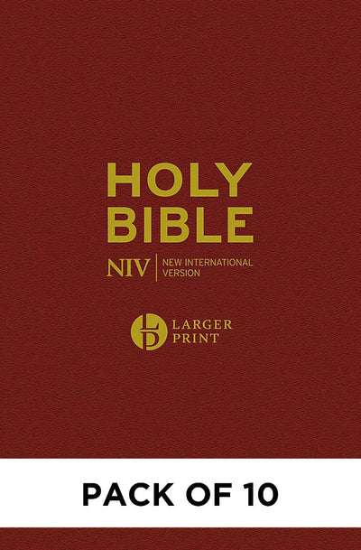 NIV Larger Print Bible, Burgundy (pack of 10) - Re-vived