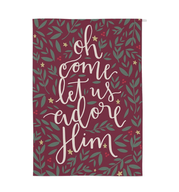 Oh Come Let Us Adore Him Christmas Tea Towel - Re-vived