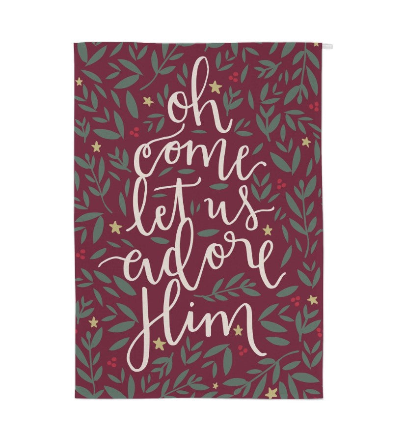 Oh Come Let Us Adore Him Christmas Tea Towel - Re-vived