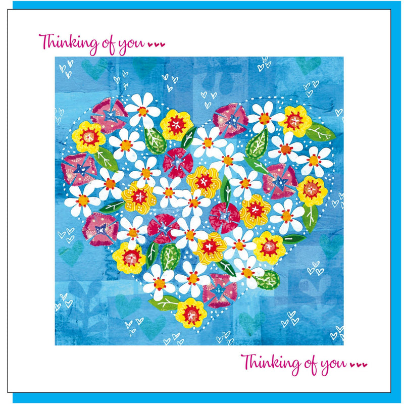 Flowers & Heart Thinking of You Greetings Card