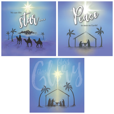 Christmas Cards: Blue Nativity Pack of 18 Minicards