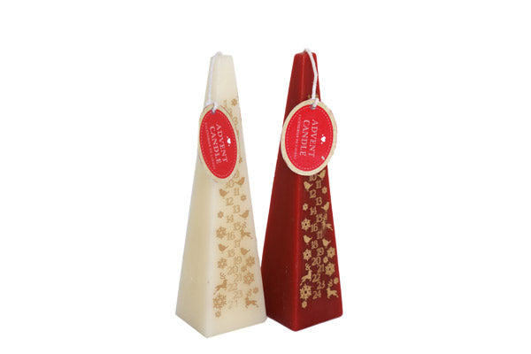 8" Ivory/Red Pyramid Advent Candle