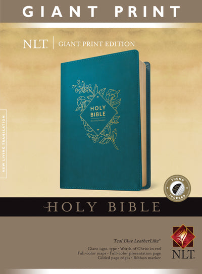 NLT Holy Bible, Giant Print, Red Letter, Teal Blue - Re-vived