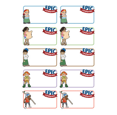 Epic Explorers Name Stickers (Pack of 5 Sheets) - Re-vived