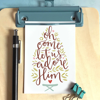 Oh Come Let Us Adore Him - Christmas Mini Card - Re-vived