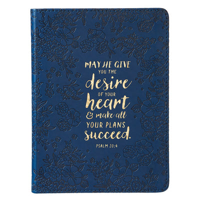Lux Leather Journal: Psalm 20:4 - Navy - Re-vived