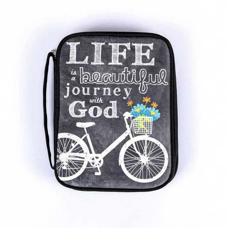 Bible Cover Canvas Life Is A Journey, Medium - Re-vived
