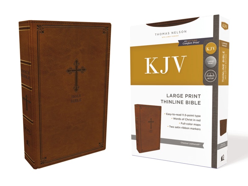 KJV Thinline Bible, Brown, Large Print, Red Letter Edition
