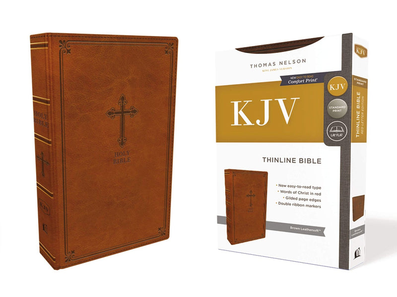 KJV Thinline Bible, Brown, Red Letter Edition, Comfort Print