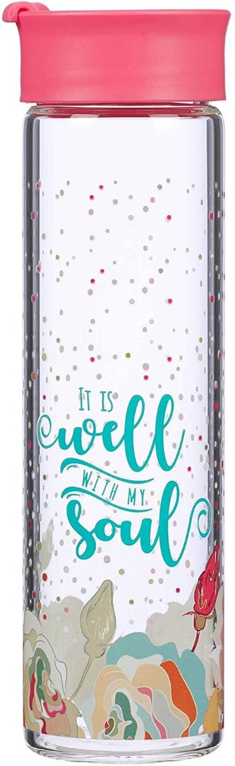 It is Well Coral Glass Water Bottle - Re-vived