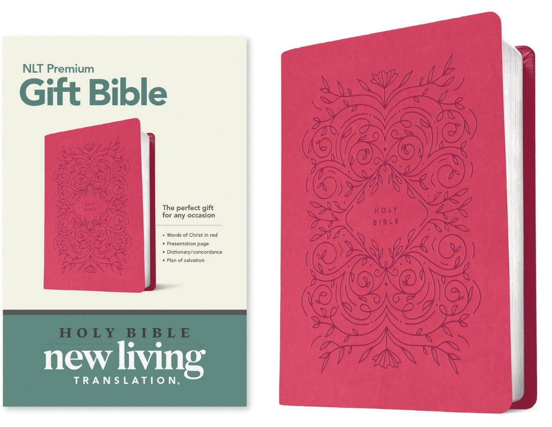 NLT Premium Gift Bible, Red Letter, LeatherLike, Very Berry - Re-vived