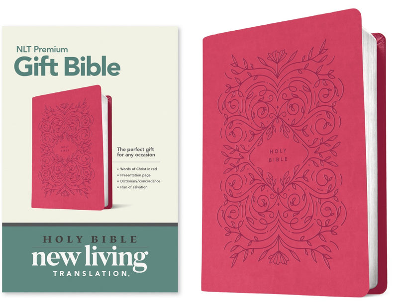 NLT Premium Gift Bible, Red Letter, LeatherLike, Very Berry