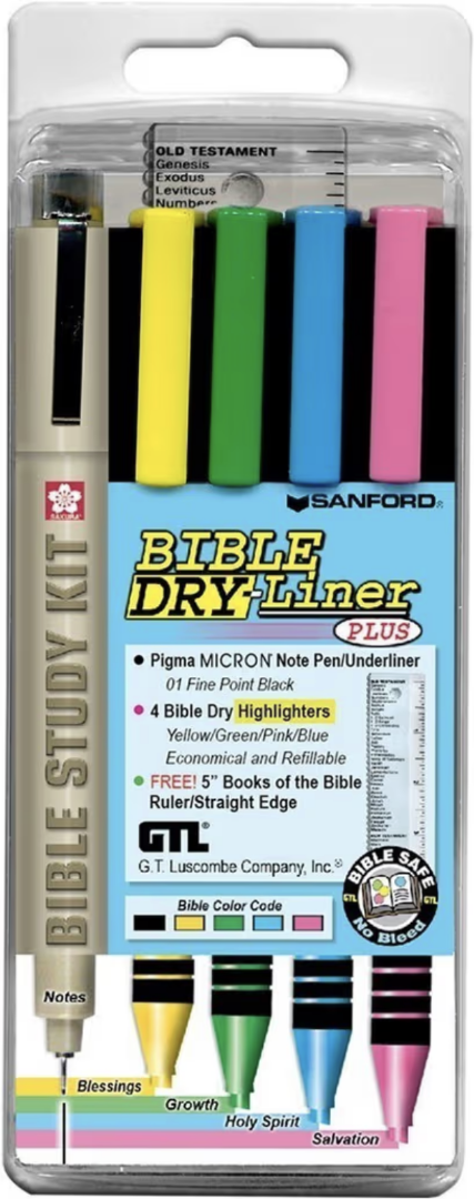 Bible Dry Pencil Highlighter Kit (4colour + Pigma Micron Pen