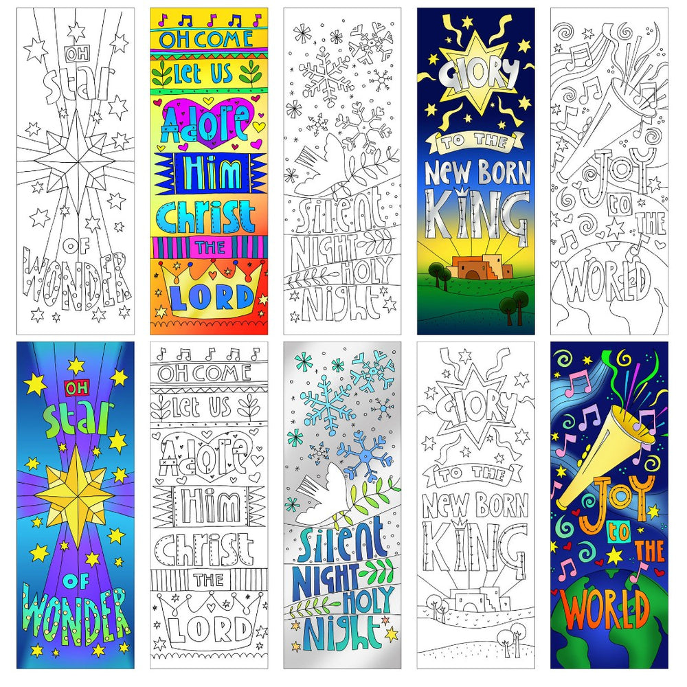 Christmas Colouring Bookmarks (pack of 10) - Re-vived