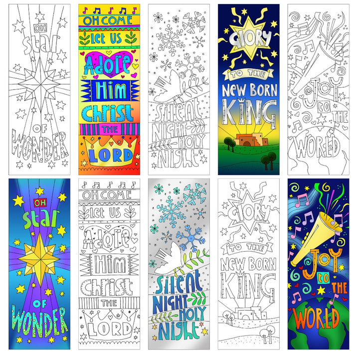 Christmas Colouring Bookmarks (pack of 10) - Re-vived