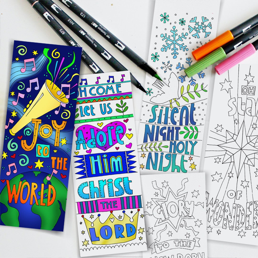 Christmas Colouring Bookmarks (pack of 10) - Re-vived