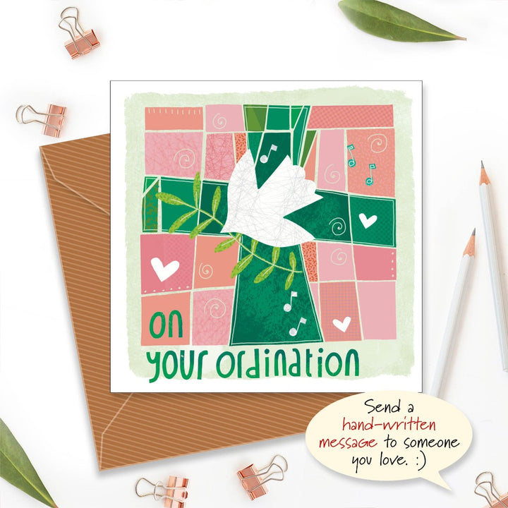 Ordination Green Cross Greetings Card