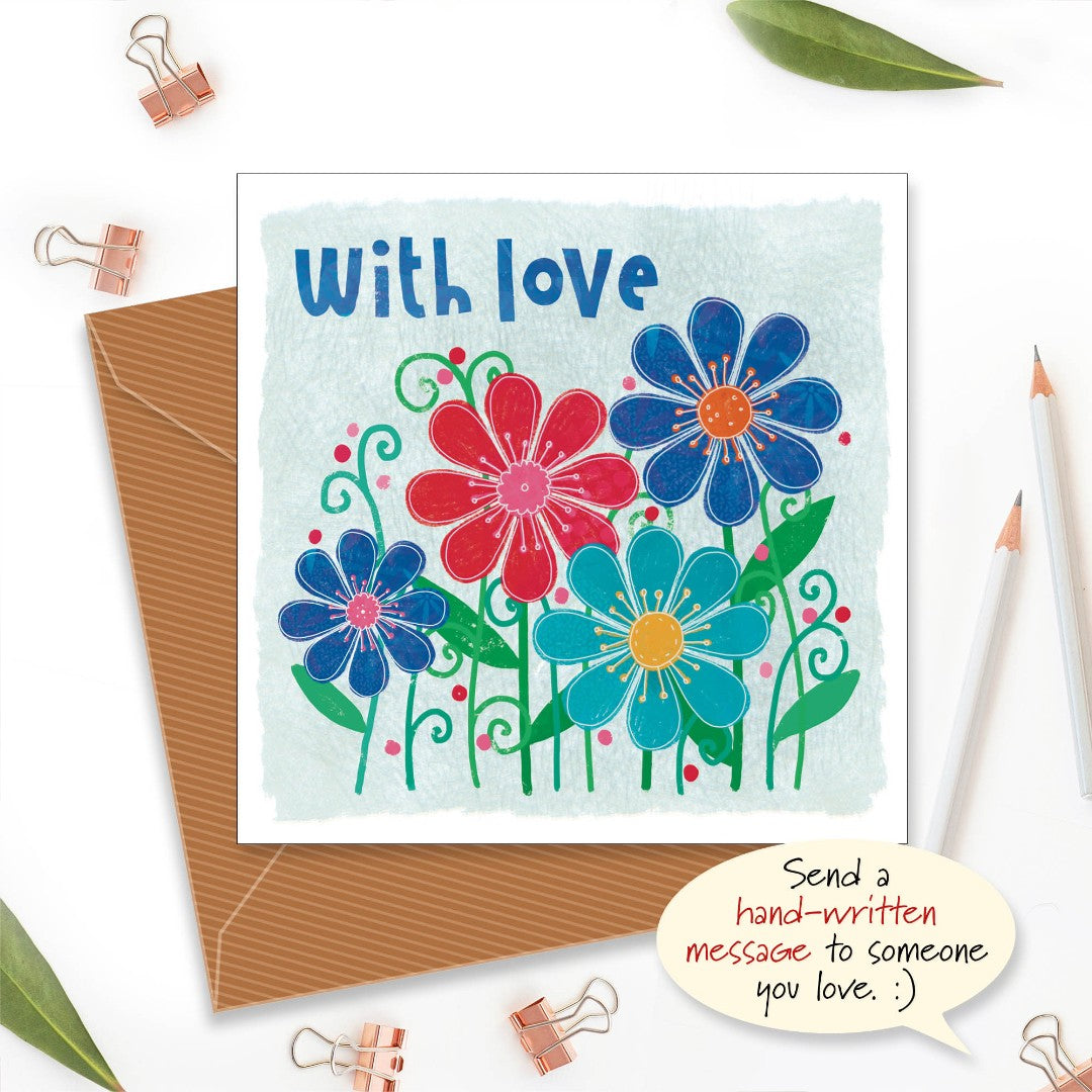 With Love Flowers Greetings Card - Re-vived
