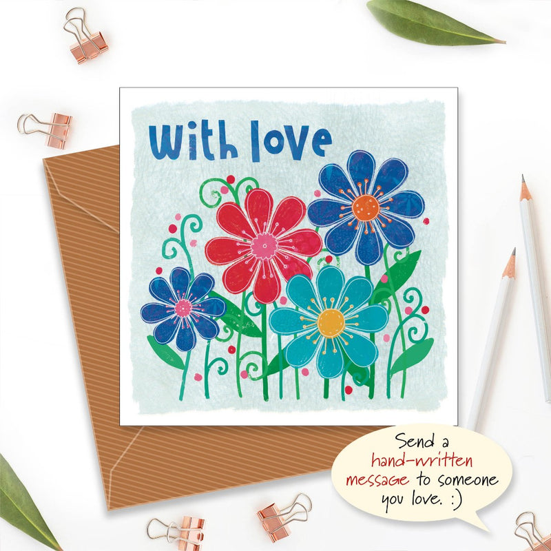 With Love Flowers Greetings Card