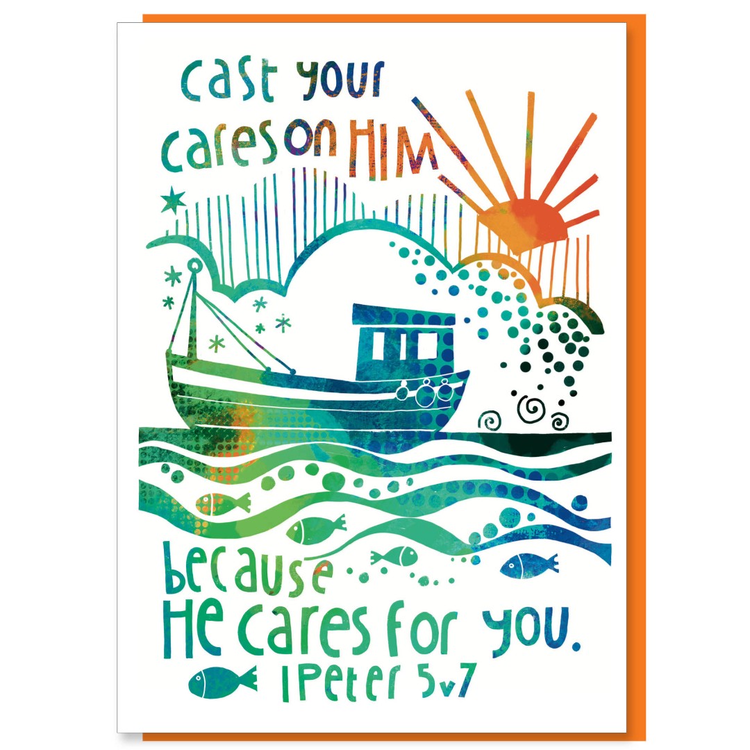 Cast Your Cares Greetings Card - Re-vived