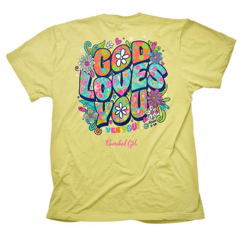 Cherished Girl God Loves You T-Shirt, Small