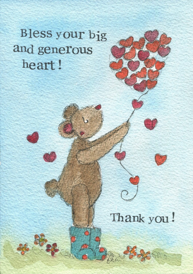 Thank You Card Generous Heart Single Card - Re-vived