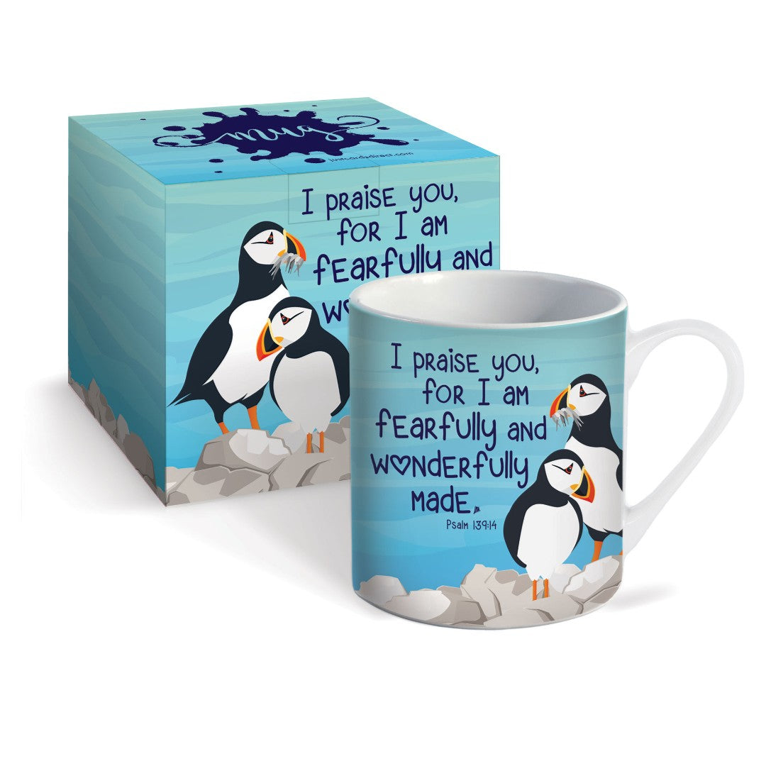 Fearfully And Wonderfully Made (Puffins) Mug & Gift Box - Re-vived
