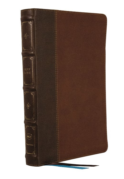 NKJV Large Print Thinline Reference Bible, Brown, Indexed - Re-vived