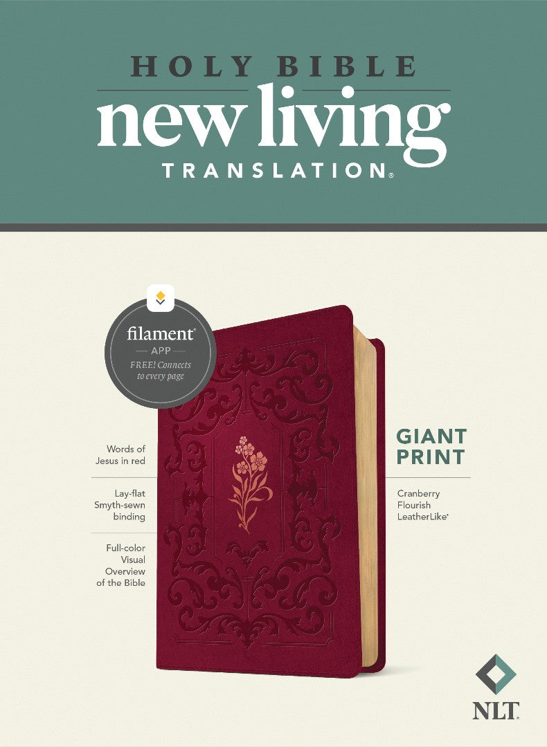 NLT Giant Print Bible, Filament-Enabled Edition, Cranberry - Re-vived