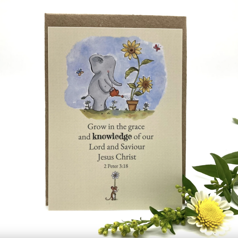 Grow In the Grace Elephant Prayer Card