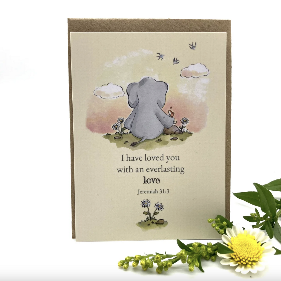 I Have Loved You With Everlasting Love Elephant Prayer Card - Re-vived