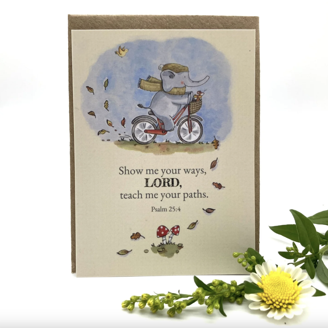 He Will Cover You With His Feathers Elephant Prayer Card - Re-vived